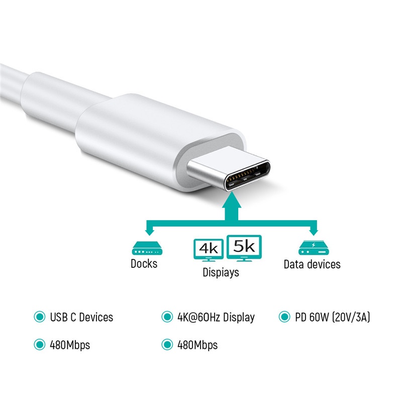 Cáp sạc nhanh Kaxoe PD 60W cổng USB Type C
