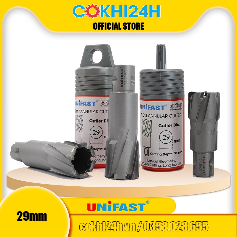 Mũi khoan từ rút lõi phi 29mm Unifast HSS 29x25 / TCT 29x35 / TCT 29x50