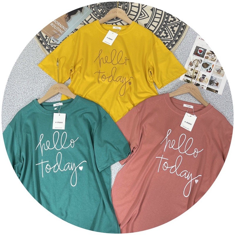 Áo Phông chữ Hello today form rộng, Áo thun Astudio Quảng châu TS141234