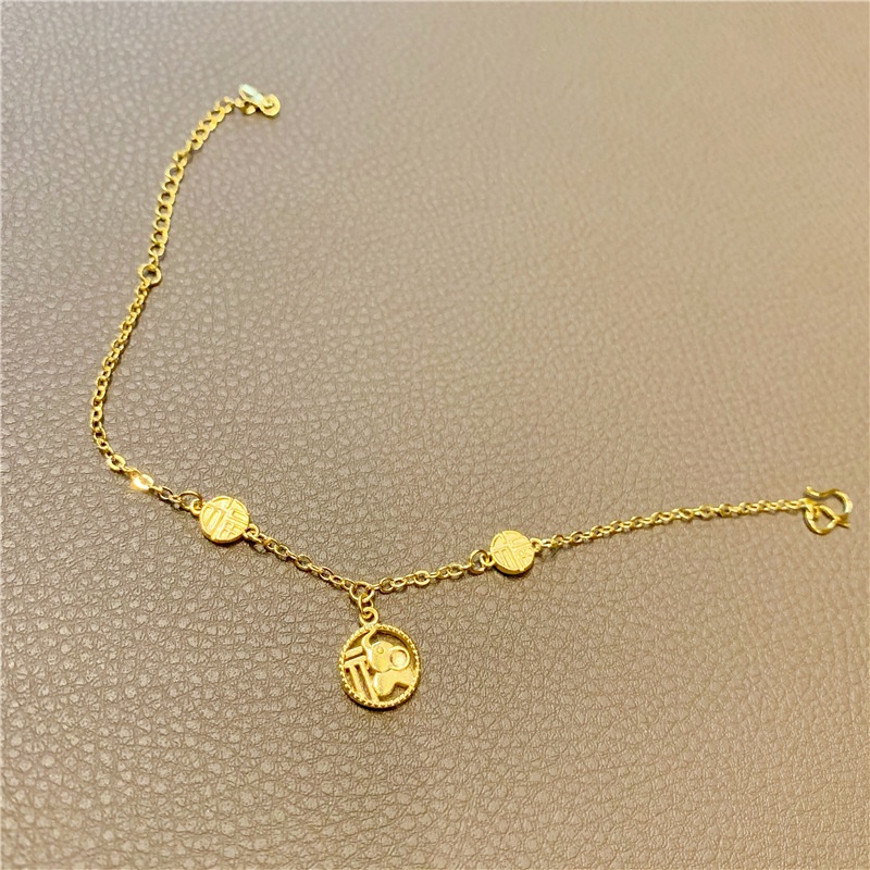 Lắc Tay Nữ Mạ Vàng 18K Họa Tiết Phước Lành, Lắc Tay Nữ Mạ Vàng