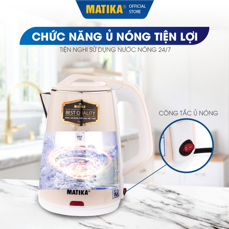 [Mã BMBAU50 giảm 10% đơn 99k] Ấm Siêu Tốc MATIKA 2.3L 1500W MTK24