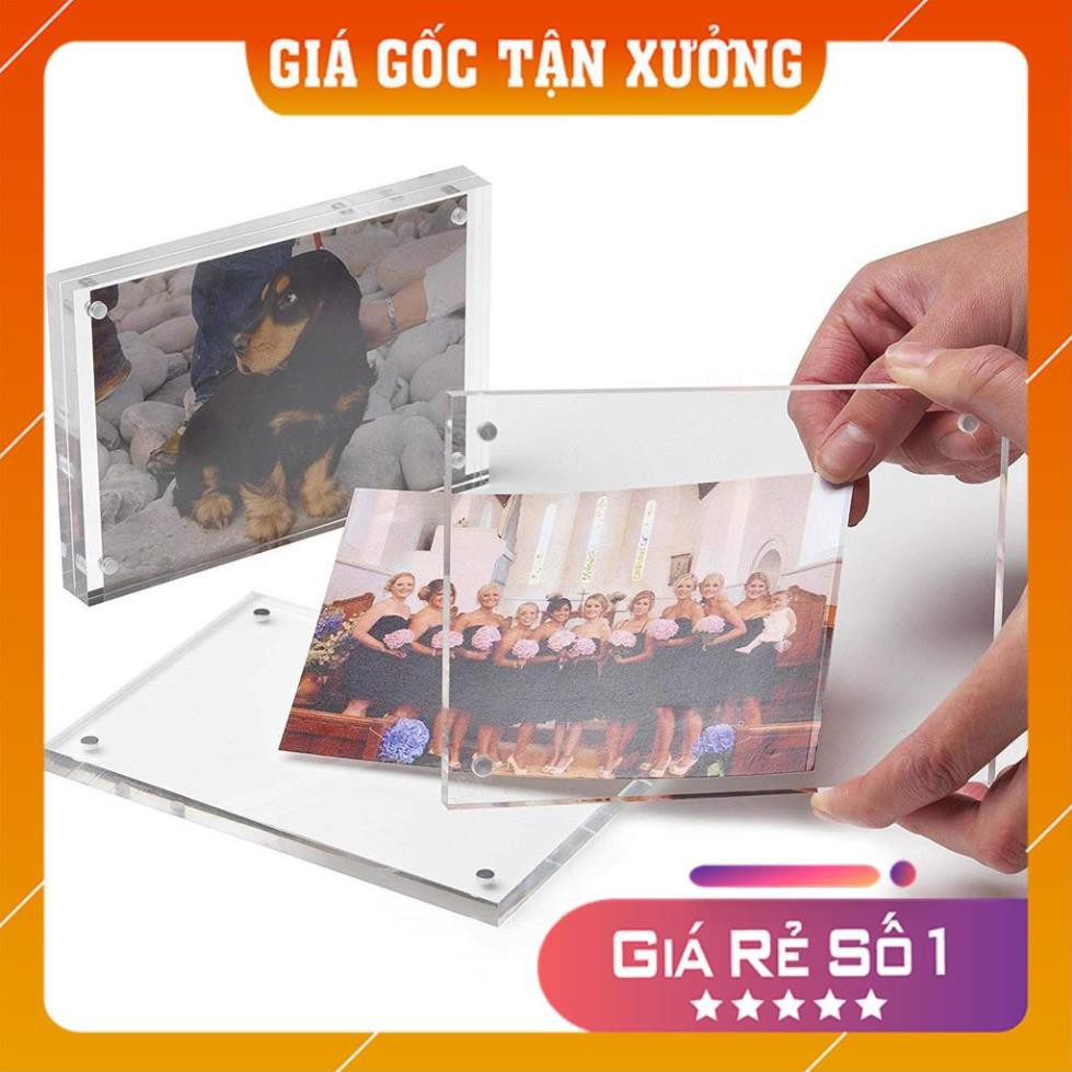 [Giá Gốc Tận Xưởng] Khung ảnh mica trong suốt gắn nam châm để bàn