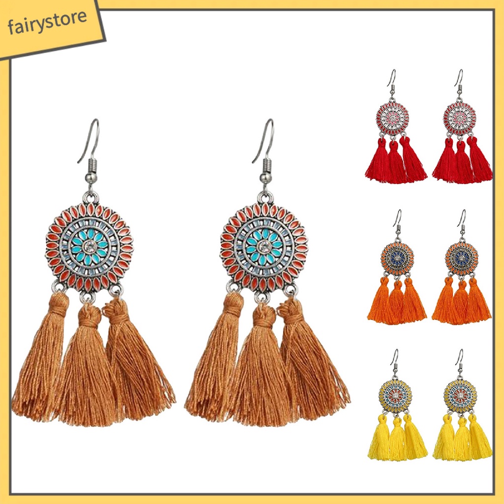 Hoa Tai Tua Rua Dáng Dài Hình Hoa Hướng Dương Bằng Hợp Kim Phong Cách Bohemian