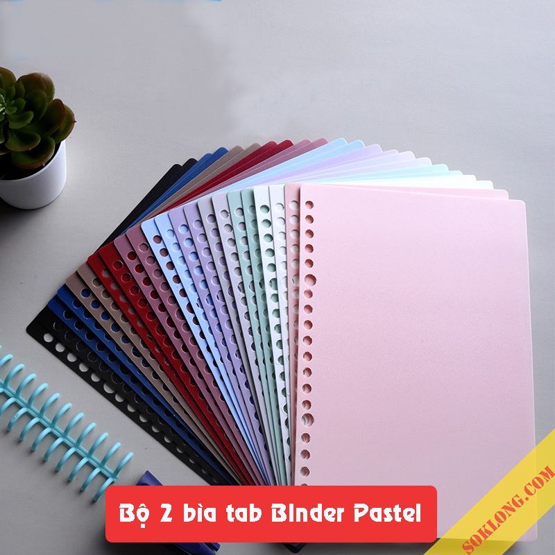 Set 2 bìa nhựa binder B5 26 chấu Pastel P16 tab phân trang sổ còng màu xinh xắn