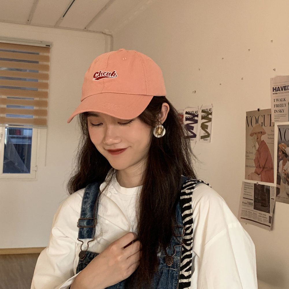 Mũ lưỡi trai vành cong mềm thêu họa tiết chữ phong cách Hàn Quốc cho nam nữ