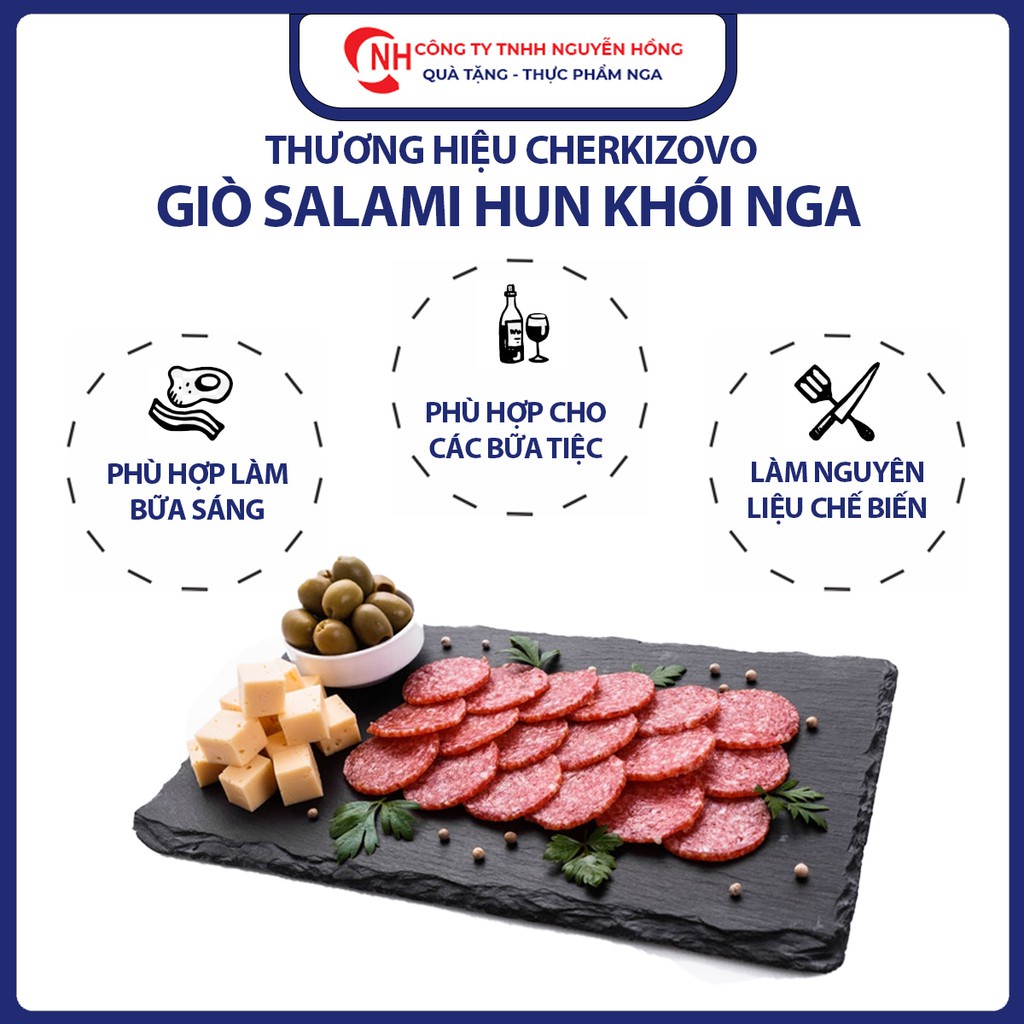 Salami xúc xích hun khói Checkizovo 300g, Salami giò hun khói nhập khẩu Nga, Nguyễn Hồng