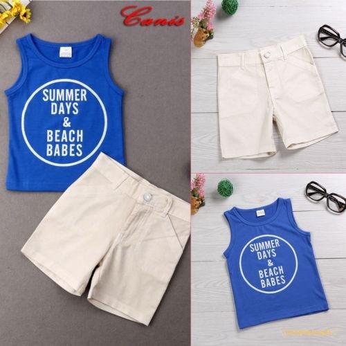 Al6-2pcs Trẻ Sơ Sinh Bé Trai Quần Áo Không Tay Áo Vest Áo Thun + Quần Short