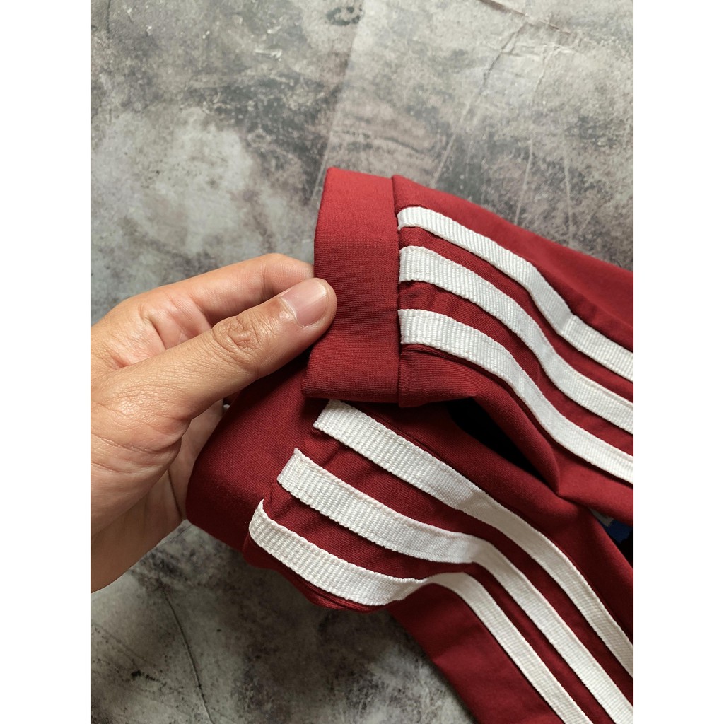 Quần Legging đỏ đô 3 sọc logo giữa