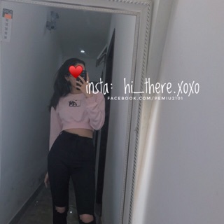 set cvay Jean + áo crop nỉ