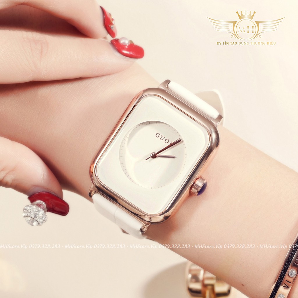Đồng hồ nữ GUOU dây da cao cấp 🎁 Tặng kèm vòng tay 🎁 Pin dự phòng