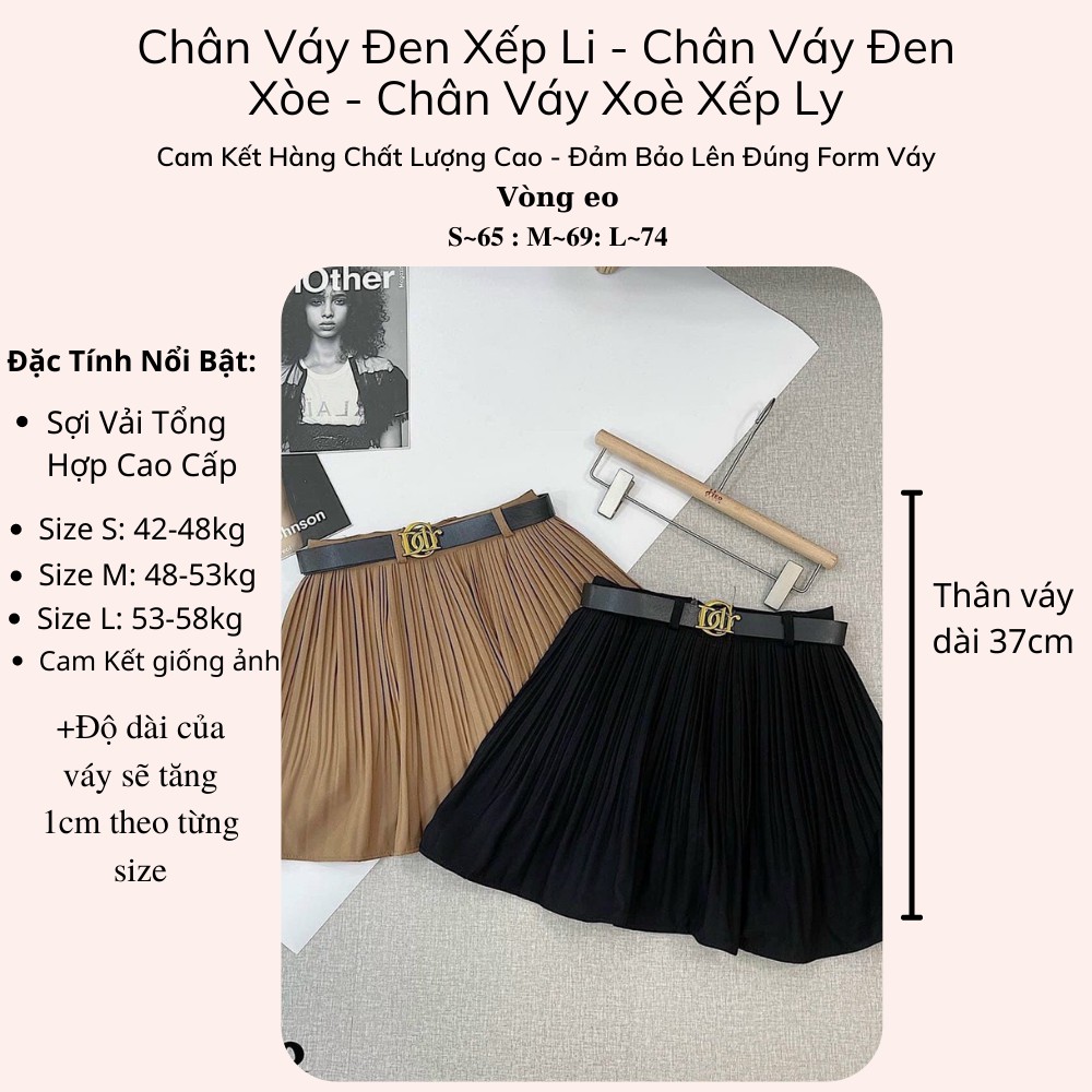 Chân Váy Xòe Xếp Ly Nhỏ 2 Màu Kèm Đai Cao Cấp Loại 1 Freeship, Chân Váy Xếp Ly Màu Đen Siêu Xinh Đi Chơi Sang Chảnh QC | BigBuy360 - bigbuy360.vn