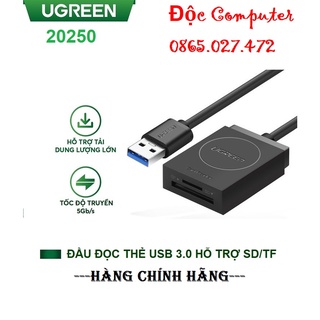 Đầu đọc thẻ usb 3.0 hỗ trợ sd/tf chính hãng ugreen 20250 cao cấp