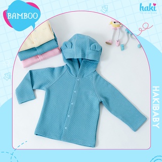 Áo khoác mũ tai gấu cho bé vải sợi tre chần bông HAKI BB014