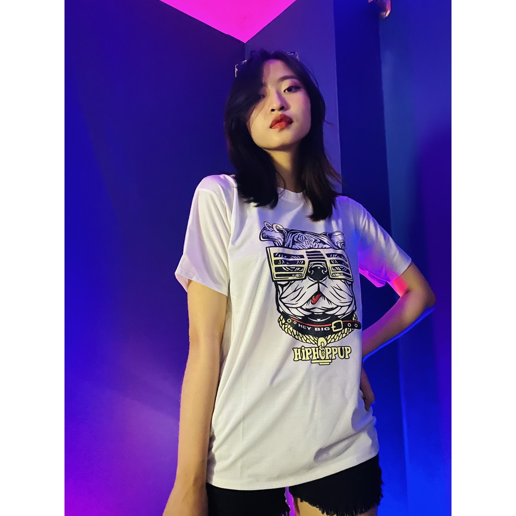 Áo phông tay lỡ nữ chó Bull đeo kính cực chất freesize chất cotton thoáng mát - May22 | BigBuy360 - bigbuy360.vn