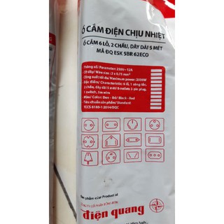 Ổ cắm điện Điện Quang ECO đỏ đen