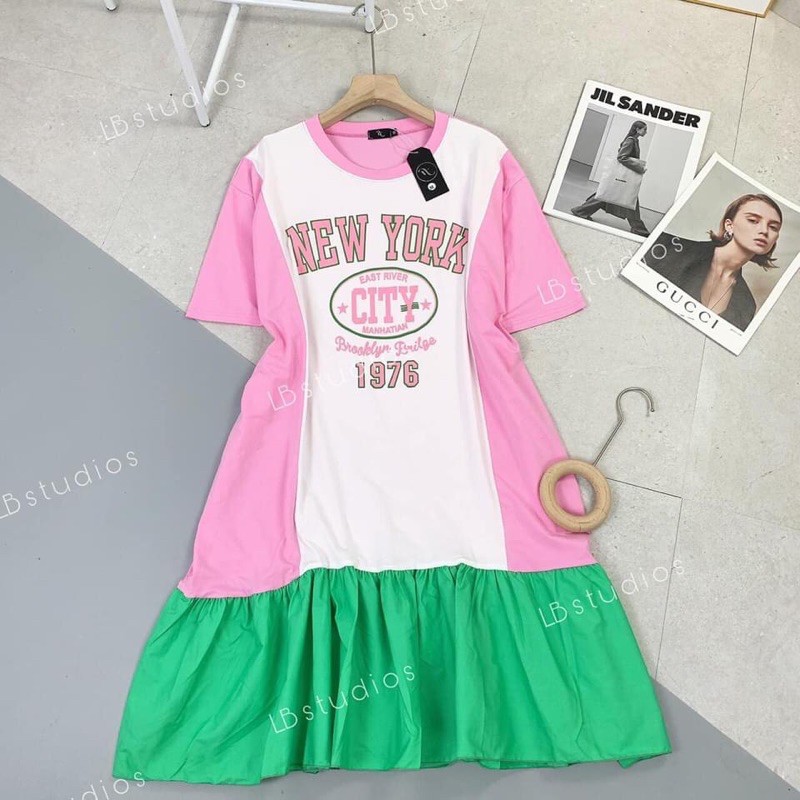 New york pink xinh chưa nè . Hồng nhạt phối xanh non siu iu  S M L | BigBuy360 - bigbuy360.vn
