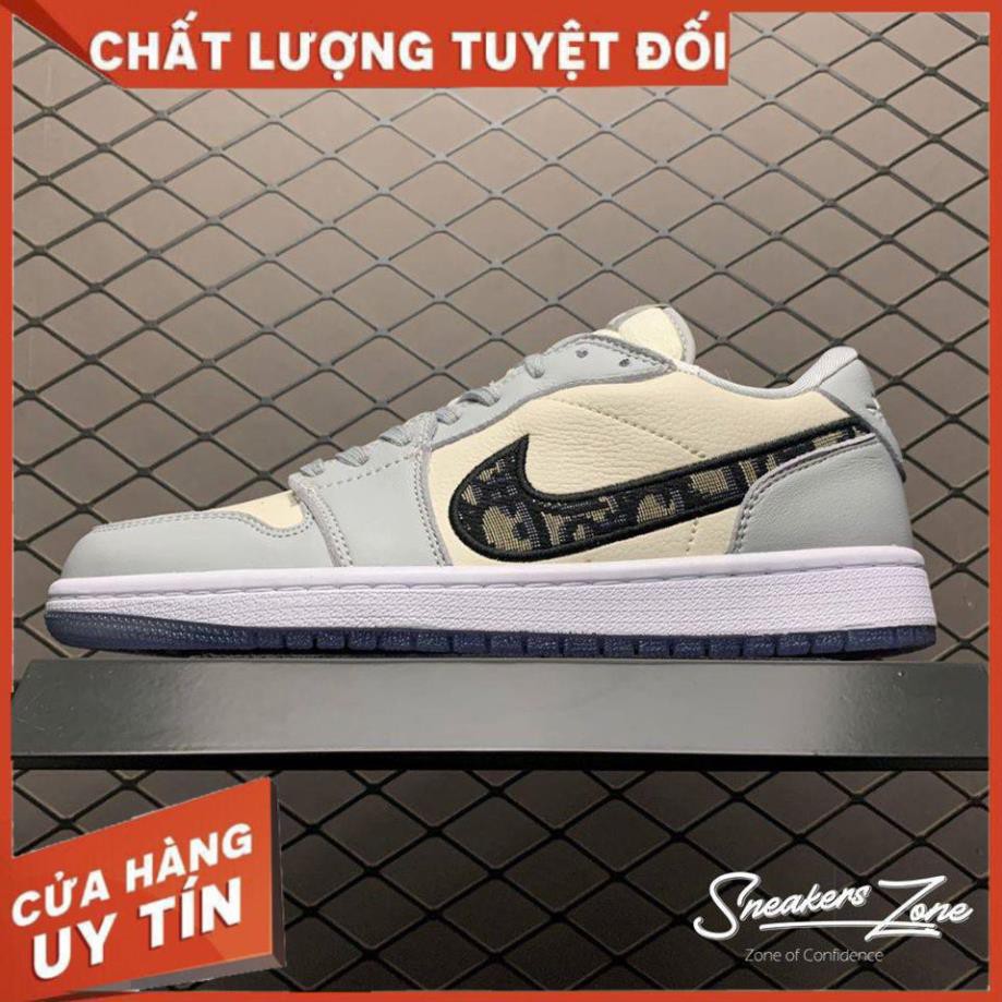 (FREESHIP+HỘP+QUÀ) Giày thể thao AIR JORDAN 1 Xám trắng cổ thấp cực đẹp GIẢM GIÁ 20 % !!!
