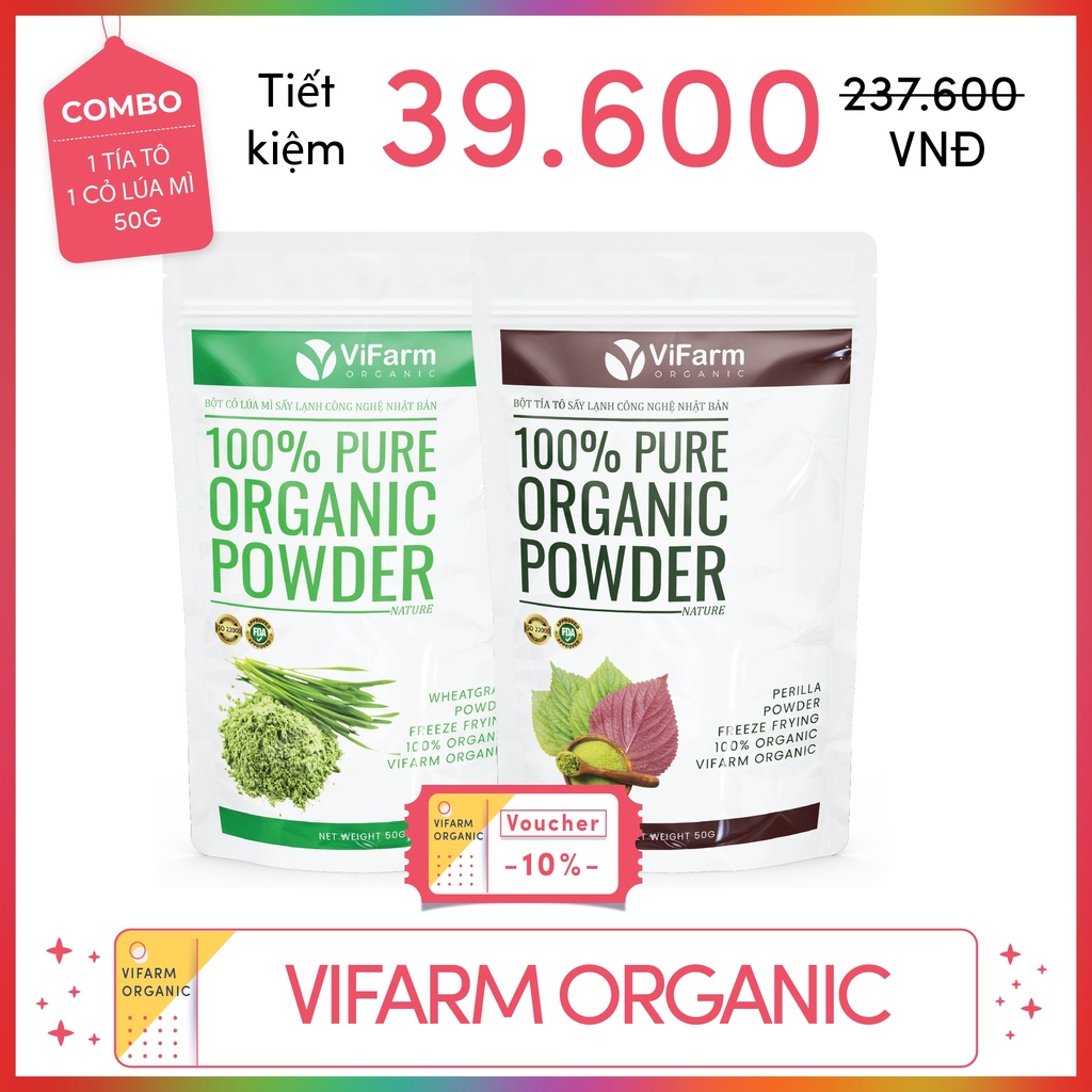 Bột Tía Tô Nguyên Chất ViFarm 50Gram, Bột Tía Tô Sấy Lạnh Hỗ Trợ Giảm Cân, Đẹp Da