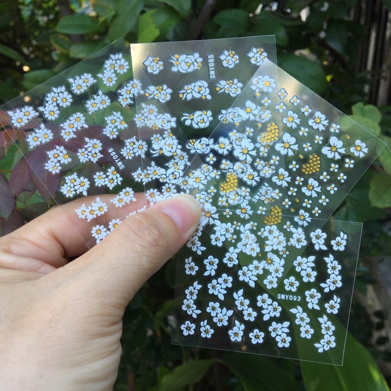 Sticker dán móng nail hoa cúc và hoa hồng 3d