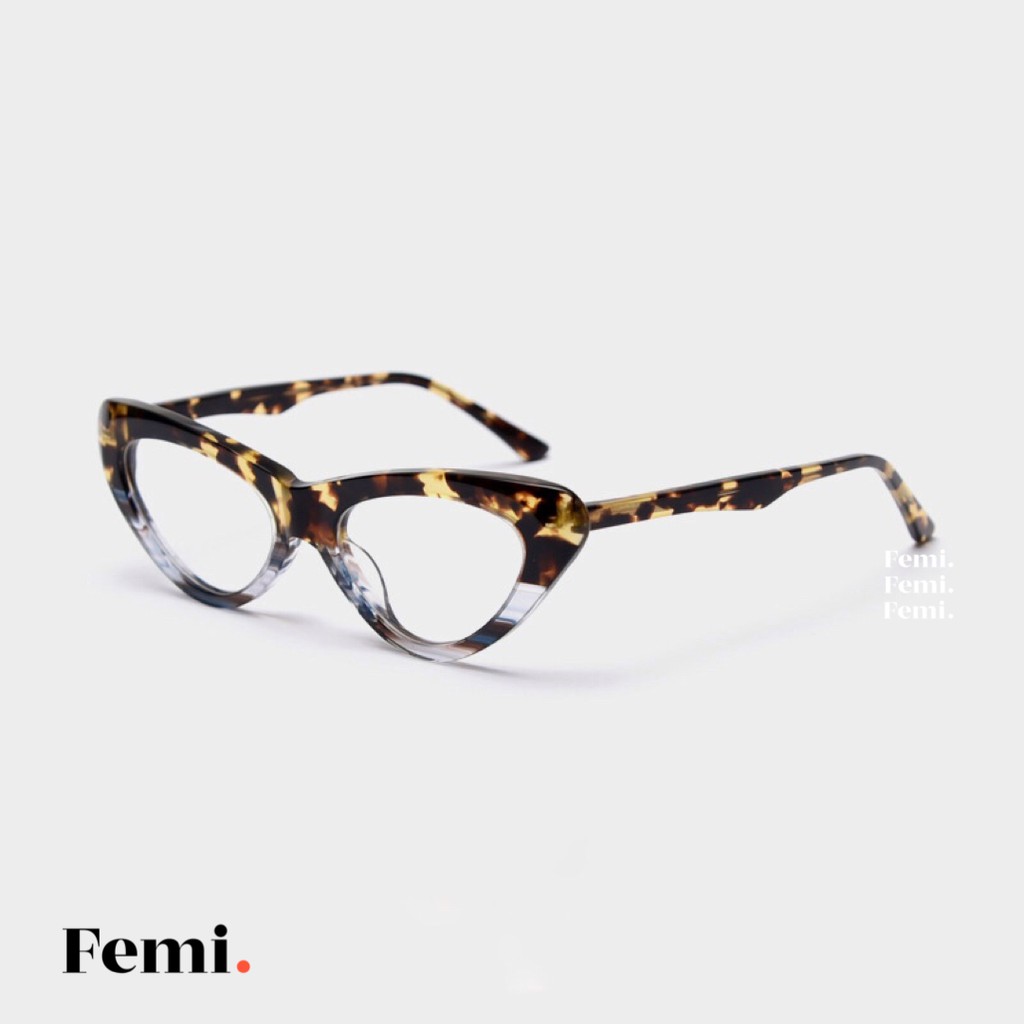 Gọng kính cận nữ mắt mèo Femi Kara chính hãng mắt kính nữ Acetate cao cấp