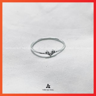 Nhẫn tim đá nhỏ chất liệu bạc ta, nhẫn tim đính đá đơn giản trẻ trung