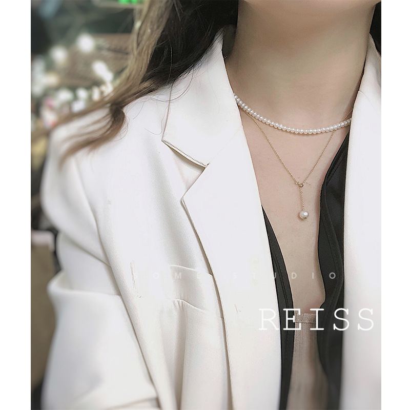 Vòng cổ Mạ Vàng 14K Đính Hạt Giả Ngọc Trai