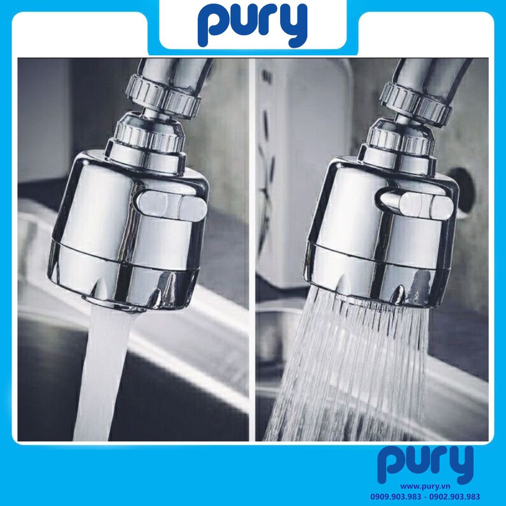Đầu Vòi Nước Tăng Áp Bồn Rửa Có Nút Điều Chỉnh Xoay 360 - Inox không gỉ