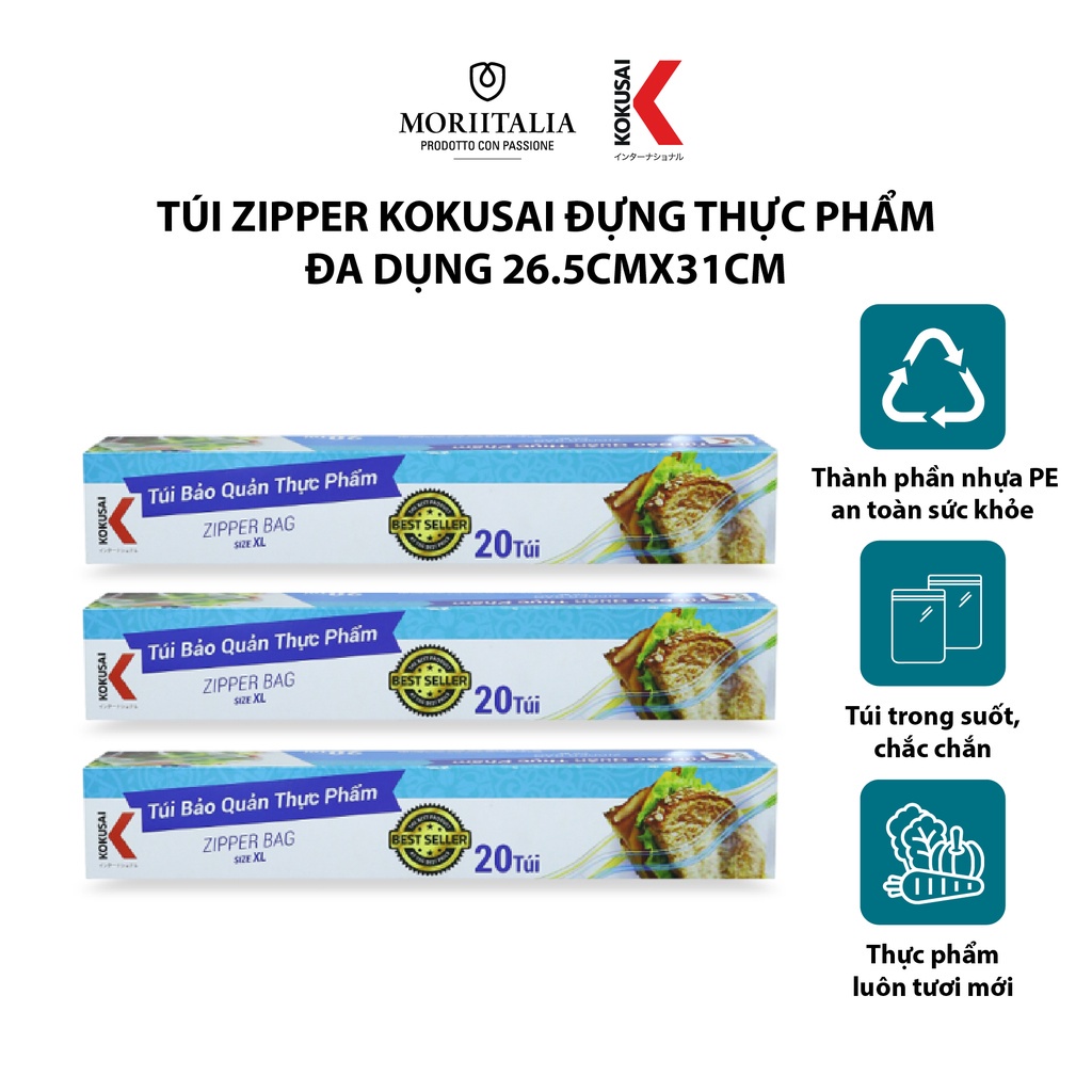 Túi Zipper Kokusai đựng thực phẩm đa dụng Moriitalia  TZIP59004619