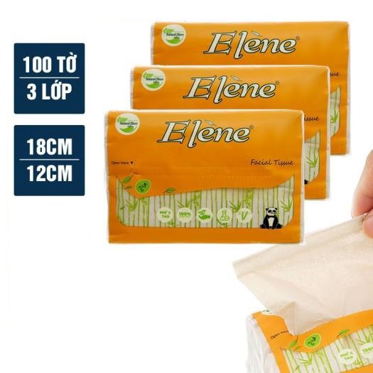 Giấy ăn gấu trúc Elene 100 tờ 3 lớp chính hãng không chất tẩy trắng
