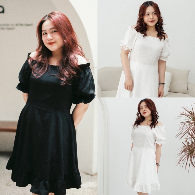 ĐẦM VÁY BIGSIZE TRỄ VAI ĐŨI BÈO DÁNG XOÈ TRẺ TRUNG - IZYBYNHI
