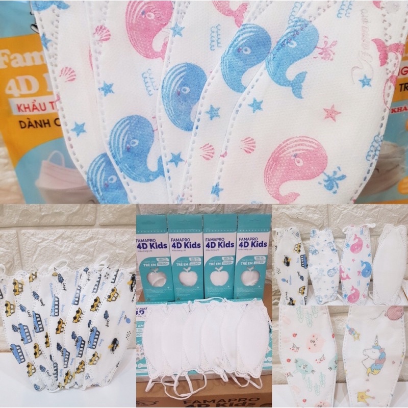 Hộp 10 khẩu trang 4D Kids Famapro dành cho trẻ em