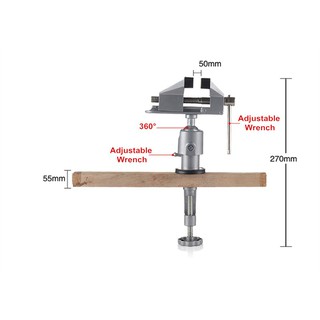 Ê tô bàn xoay 360°, kẹp 55mm, nhôm hợp kim nhẹ 900g, dụng cụ gia công đa năng