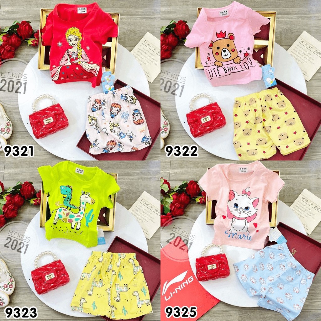 Bộ Ngắn Tay Bé Gái Nhiều Mẫu Có Size Cho Bé Từ 17-33KG