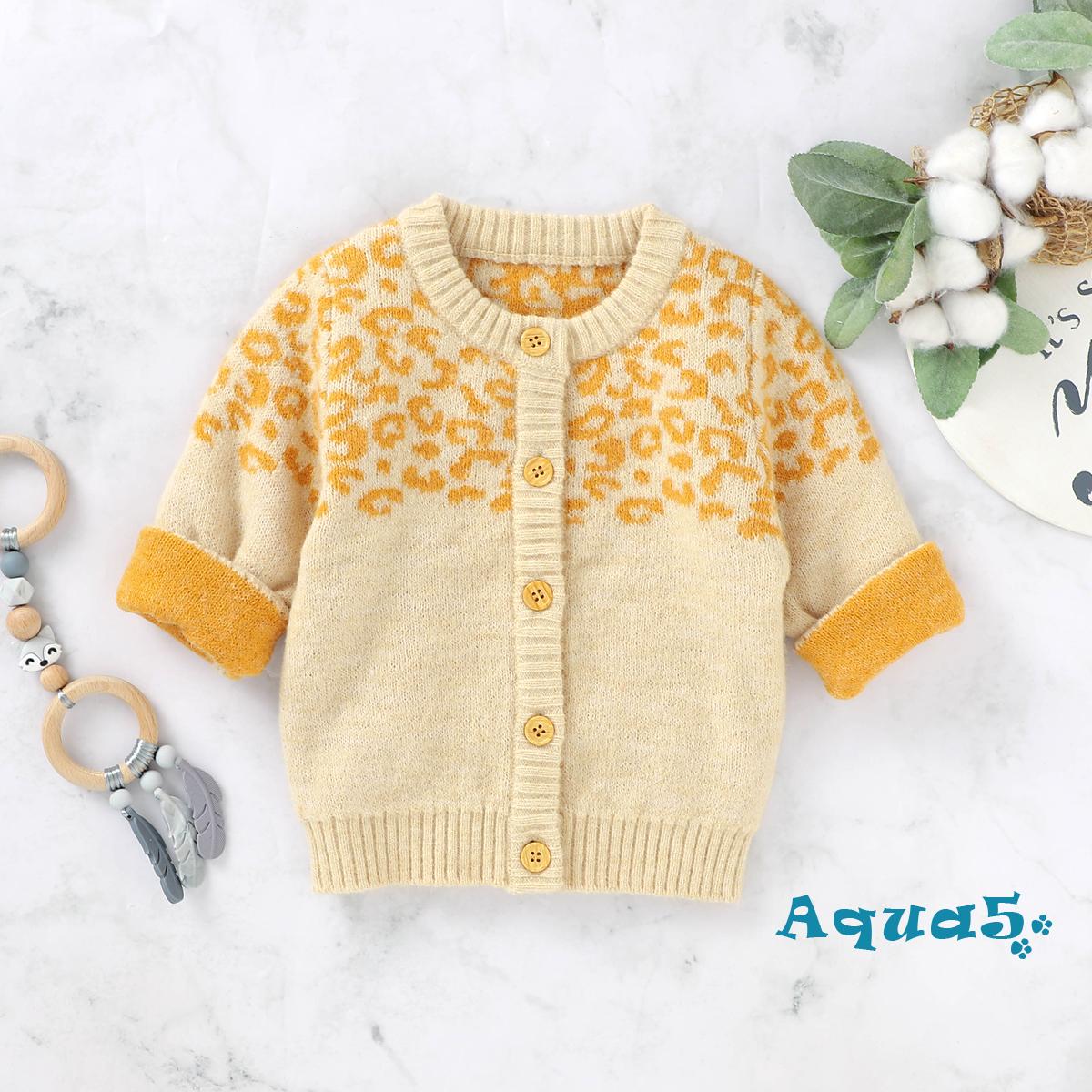 Áo Khoác Cardigan Họa Tiết Da Báo Thời Trang Thu Đông Cho Bé Gái