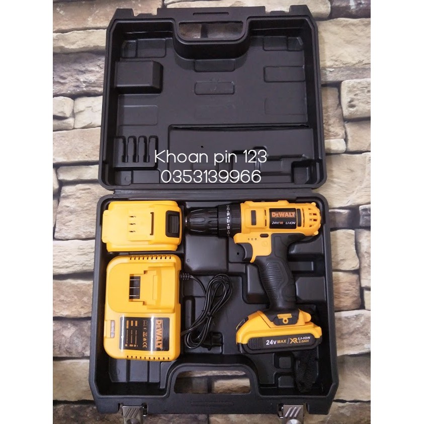 Khoan pin 3 chức năng có búa Dewalt 24v hàng loại 1