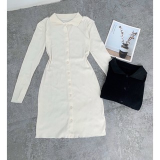 ĐẦM BODY THUN CỔ BẺ 2 MÀU