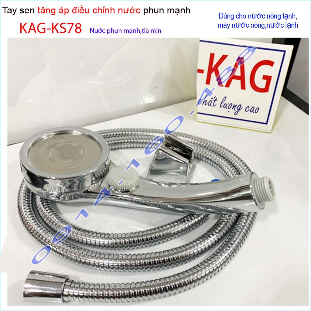 Vòi sen tăng áp massage KAG-KS78, sales trọn bộ tay sen + dây tắm 1.5m inox tia nước mạnh siêu sảng khoái thiết kế đẹp