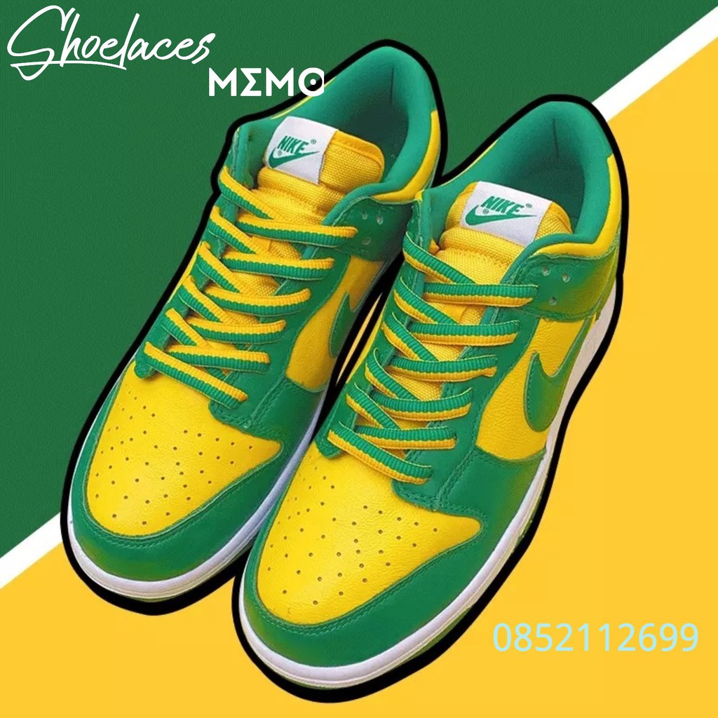 Dây Giày Oval Nike SB Dunks Xanh Vàng-Nike Dunk Low Brazil