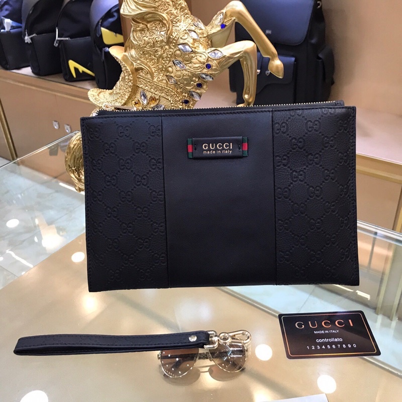 Ví cầm tay nam GG GUCCI- da bê cao cấp Au nhập khẩu new fullbox