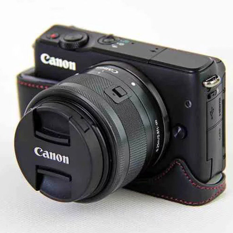 Vỏ da PU nửa thân bảo vệ dành cho máy Canon EOS M10/ M100/ M200