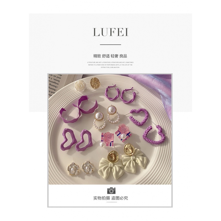 Bông Tai Hoa Tím Phong Cách Hàn Quốc