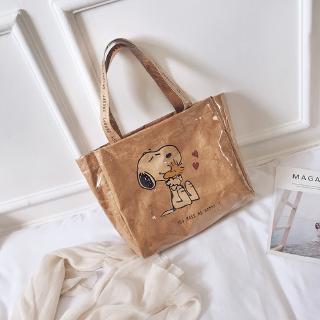 Viện Phòng Thí Nghiệm Vui Nhộn🔔Túi Xách Giấy Kraft Trong Suốt In Hình Snoopy Charlie Hai Mặt Phong Cách Harajuku Dễ Thương Dễ Phối Đồ