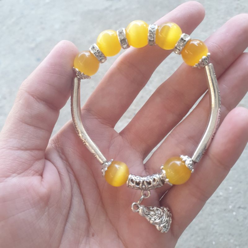 Vòng tay đá mắt mèo charm phụ kiện nhiều màu