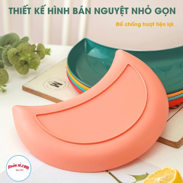 Set 5 đĩa nhựa hình bán nguyệt xếp hình hoa đựng hoa quả - Đĩa nhựa bán nguyệt màu Pastel trang trí bàn ăn 01485