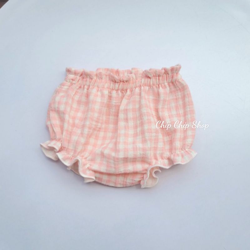Quần bí xô muslin mềm mát cho bé gái(5-15kg)_ Chíp Chíp Shop