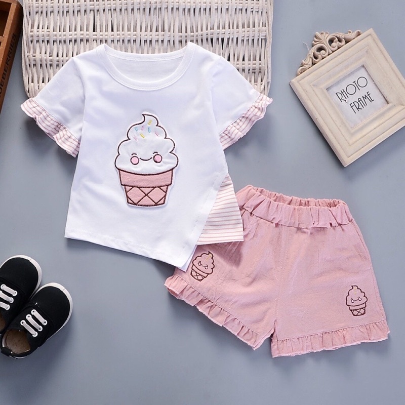 Bộ Kem - Cherry xinh xắn cho bé gái