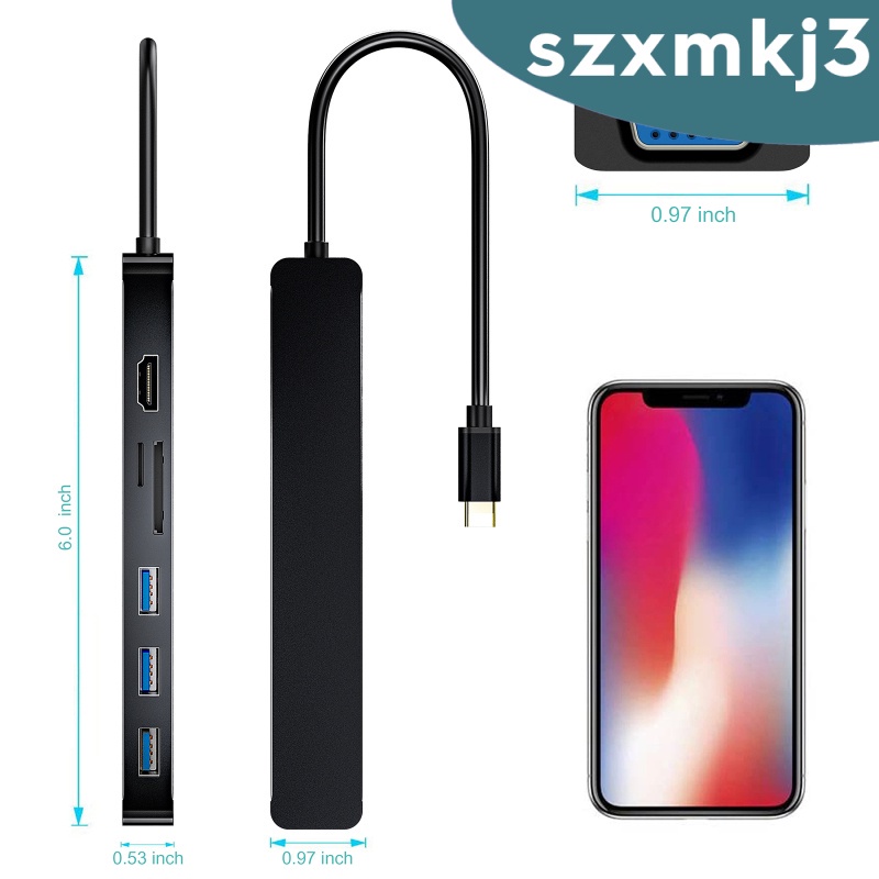 [giá giới hạn] 7 in 1 USB 3.0 Type-C to HDMI VGA Hub Multiport Adapter Dongle