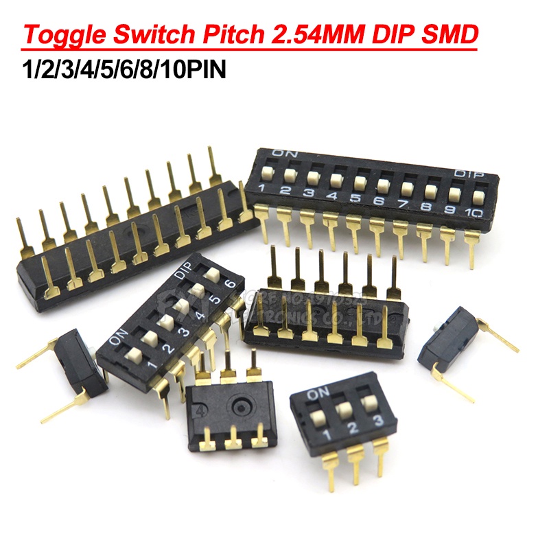 Set 5 Công Tắc Gạt 2.54mm DIP SMD 1 / 2 / 3 / 4 / 5 / 6 / 8 / 10PIN ibuw 1 2 3 4 5 6 8 10 Bit