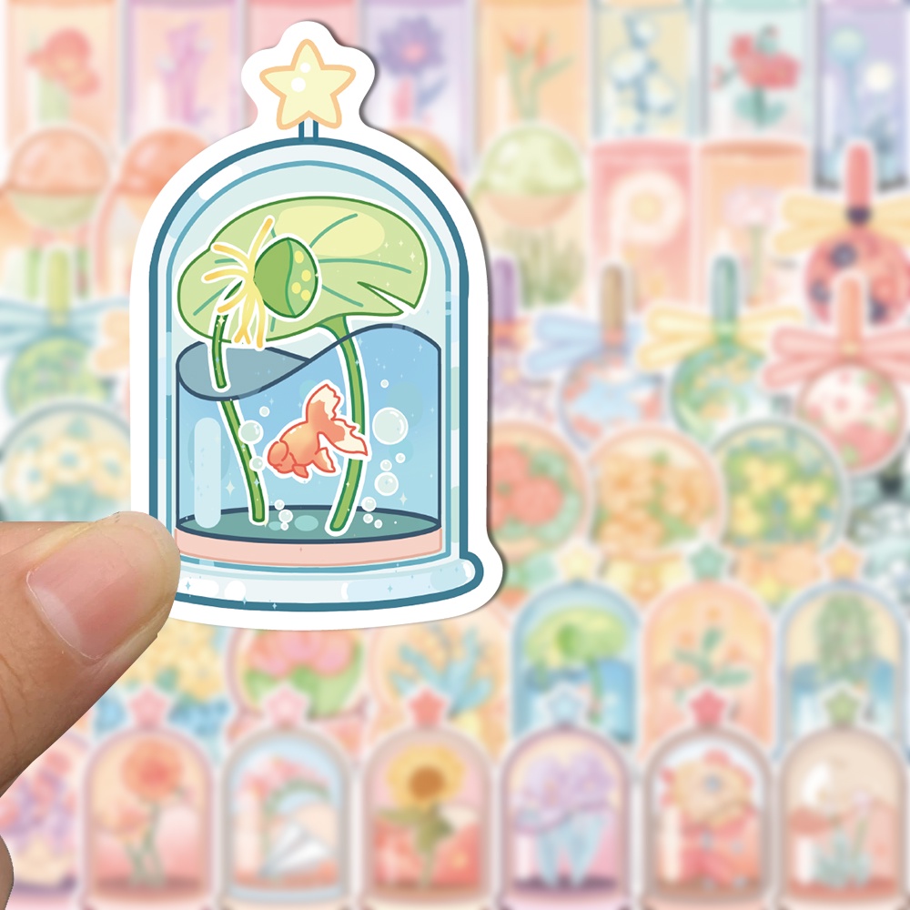 Set 50 Miếng Dán Trang Trí Laptop Chống Nước Họa Tiết Hoạt Hình Dễ Thương