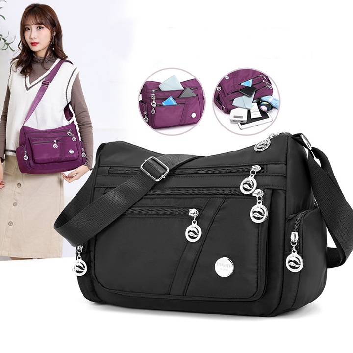 Túi đeo chéo nữ vải dù chống thấm nước size 28cm TUI-13